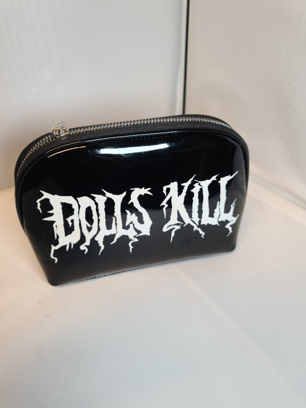 Dolls Kill Black Patent Cosmetic Bag | Gothic Makeup Pouch